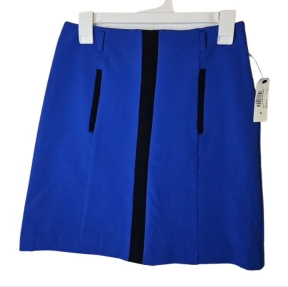 Worthington Cobalt Blue Black Pencil Skirt Career Textured Lined Women's Size 4 - Picture 1 of 16